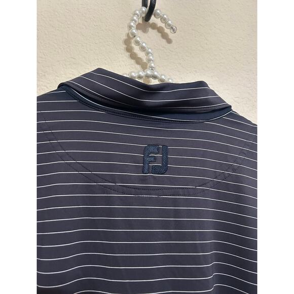 FootJoy Mens Size XXL Golf Dri-Fit Polo Gray Striped Short Sleeve Shirt Outdoors - Picture 9 of 9